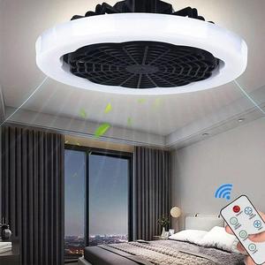 30W 3-Speed Bladeless Remote Control Ceiling Fan Light, E27 Adjustable Brightness Ceiling Fan Light, Suitable for Bedrooms, Offices, and Homes