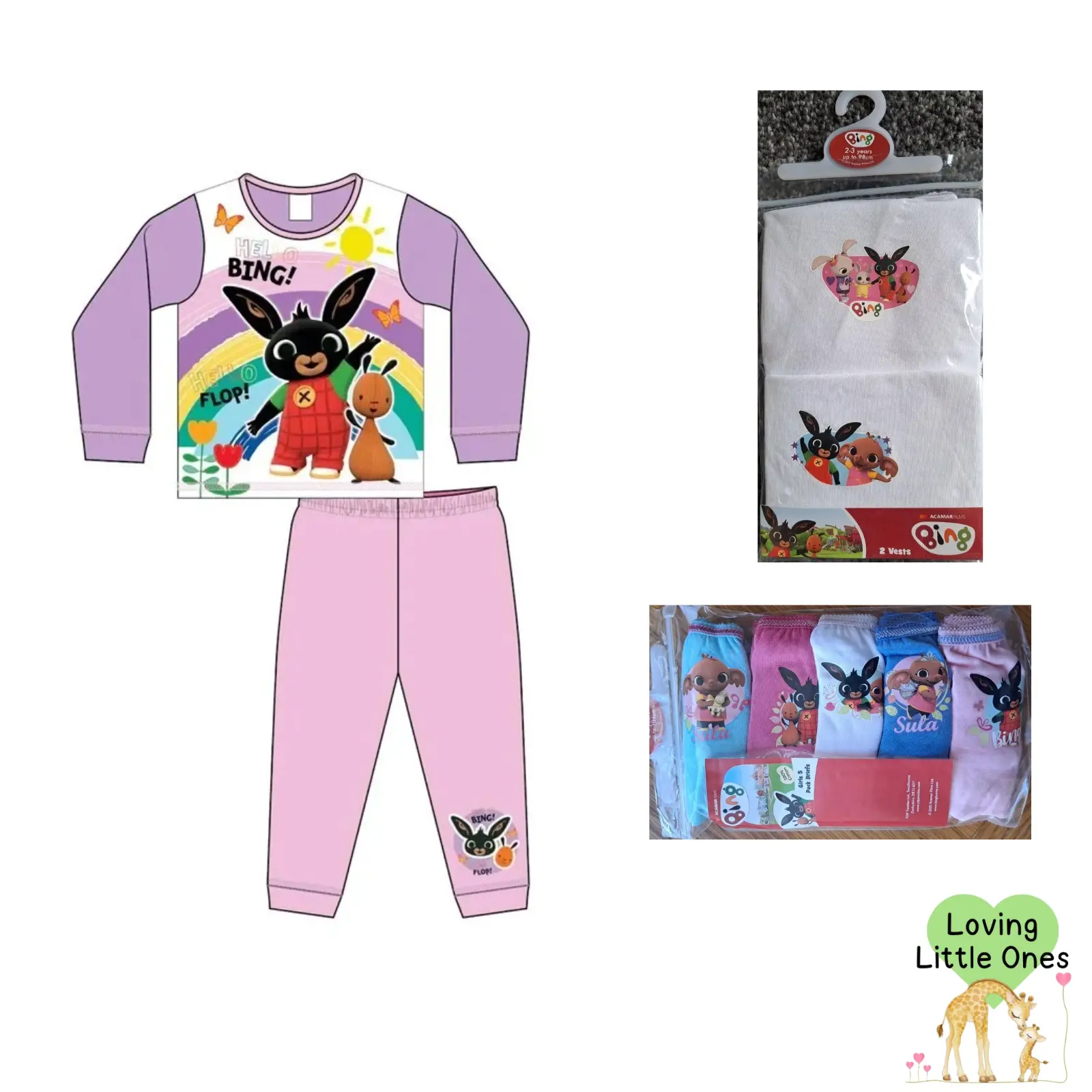 Bing Girls Pyjamas, Pants (5 Pack) and Vests (2 Pack)