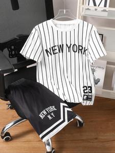 Two-Piece Set Toddler Boy's Letter Print Tee & Shorts Set, Casual Short Sleeve T-shirt & Shorts, Summer Outfits Clothes for Kids