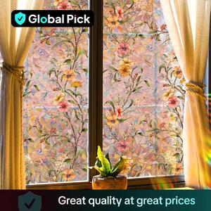 Floral Pattern Window Sticker, Removable Static Cling Window Decal, DIY Decorative Sticker for Home, Flowers Design Tiles Sticker Decoration, Home Decor, Design, Multicolor, Artistic Wall Decal, Adhesive Stickers, Sticker Set, Decorative Wall Sticker