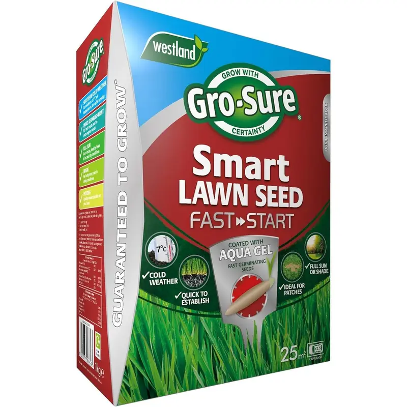 Gro-Sure 20500254 Aqua Gel Coated Fast Start Smart Grass Lawn Seed, 25 m2, 1 kg - Blue 0