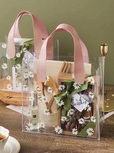 Daisy Pattern Clear Tote Bag, Cute Floral Pattern Transparent Gift Bag, Women's Wedding Birthday Gift Wrapping Bag, Trendy All-match Handbag for Daily Use, Unique Bags, Shopper Handbag, Party Gift