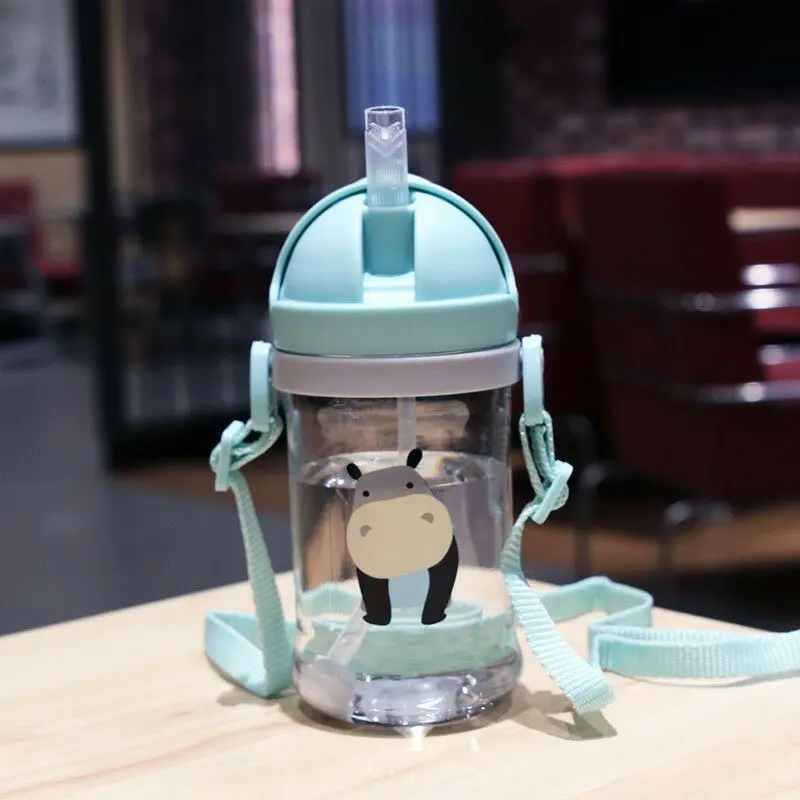 350ml Kids Drinking Cup Feeding Bottle With Straw Gravity Ball Wide Caliber Bottle 1