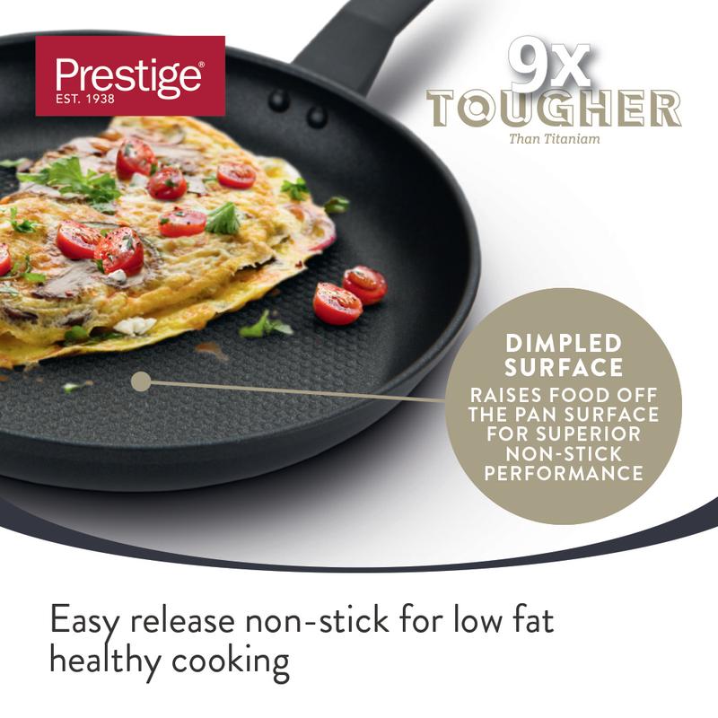 Prestige Non Stick Egg Poacher Frying Pan with Glass Lid, 20 cm, Induction Stainless Steel Base, Stay Cool Handle, Breakfast Cookware 2