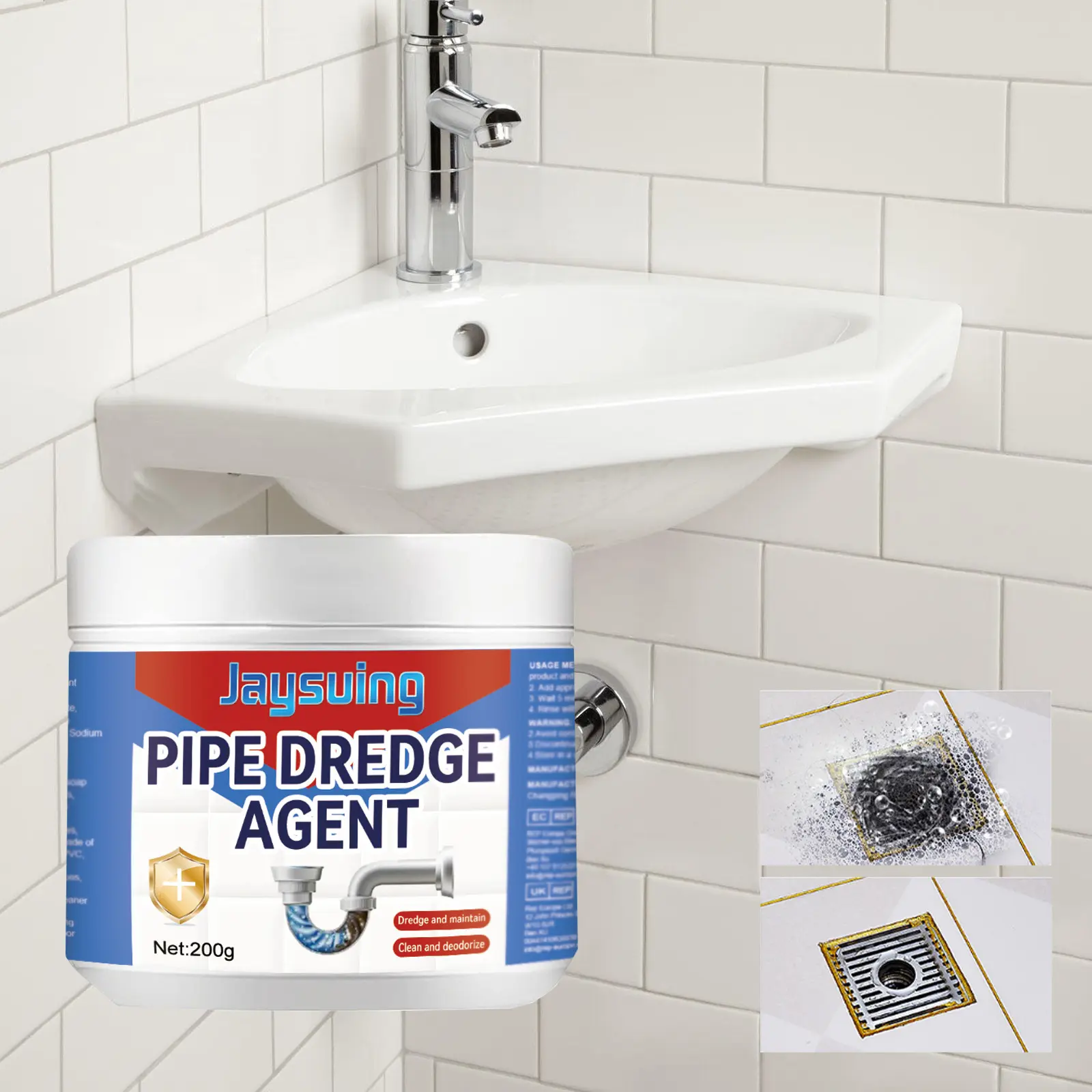 Crystal Lye Drain Opener - Pipeline Cleaning and UnblockingAgent for Kitchen and Bathroom Drain Pipes