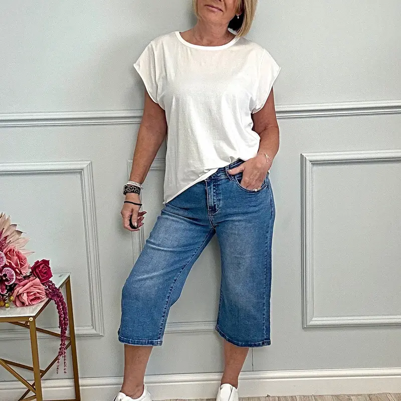 Wide-Leg Denim Culotte Jorts Cropped Stretch Fit shorts Sizes 10-20 G Smack 2