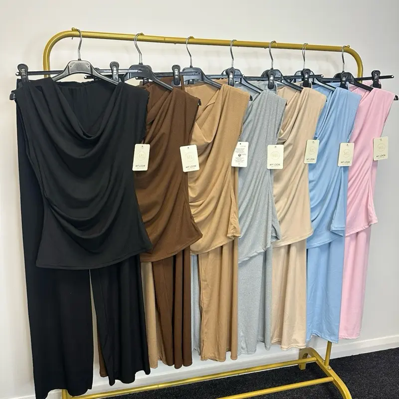 One shoulder ribbed loungeset