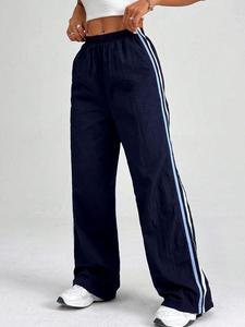 Women's Side Stripe Straight Leg Pants, Casual Comfy Trousers for Daily Wear, Ladies Bottoms for All Seasons