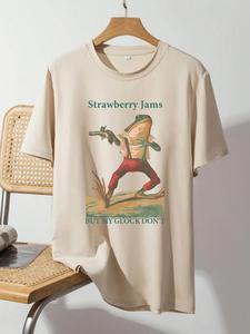 Men's Cartoon Frog & Letter Print Drop Shoulder Sleep Tee, Regular Fit Casual Comfy Round Neck Half Sleeve T-shirt for Daily Wear, Men's Sleepwear & Loungewear for All Seasons