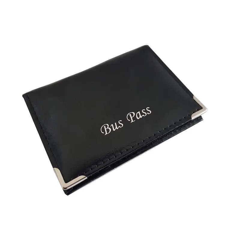 PU Leather Bus Pass Oyster Travel Card Bus Pass ID Holder Wallet Cover Case Zip Slot Silver Colour Print and corners 0