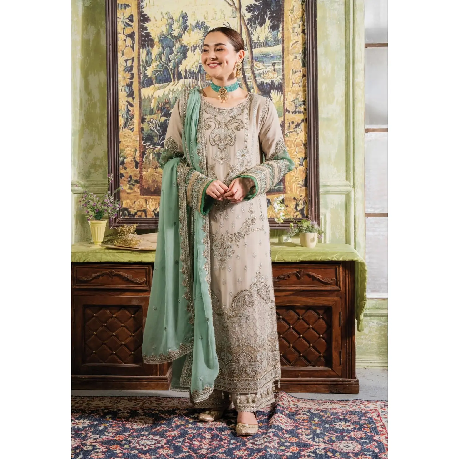 SIMRANS ‘Imrozia Naina’ | Premium Embroidered Chiffon Readymade Traditional Womenswear Formalwear | SM843