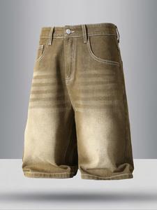 Men's Ombre Print Denim Shorts, Loose Casual Retro Fashion Comfy Shorts for Summer, Men's Bottoms for Daily Wear