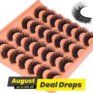 False Eyelashes, 14 Pairs Faux Cluster Lashes, Natural Curling Eye Makeup Strip Lashes, Full Volume Eyelash for Lashes Extensions, Cosmetic Eyelashes