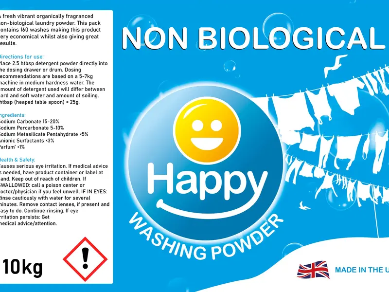 Happy Non-Biological Laundry Powder 10kg Sack - Household Supplies 1