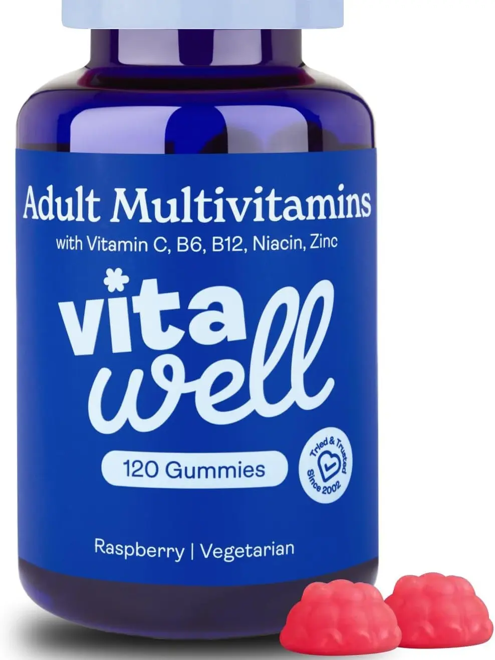 Adult Multivitamin Gummies - 120 Raspberry Flavour Gummies (2 Month Supply) | Complex Vitamin D Formula | Chewable Multivitamins for Men & Women | Immune Support | 10 Essential Adult Vitamin