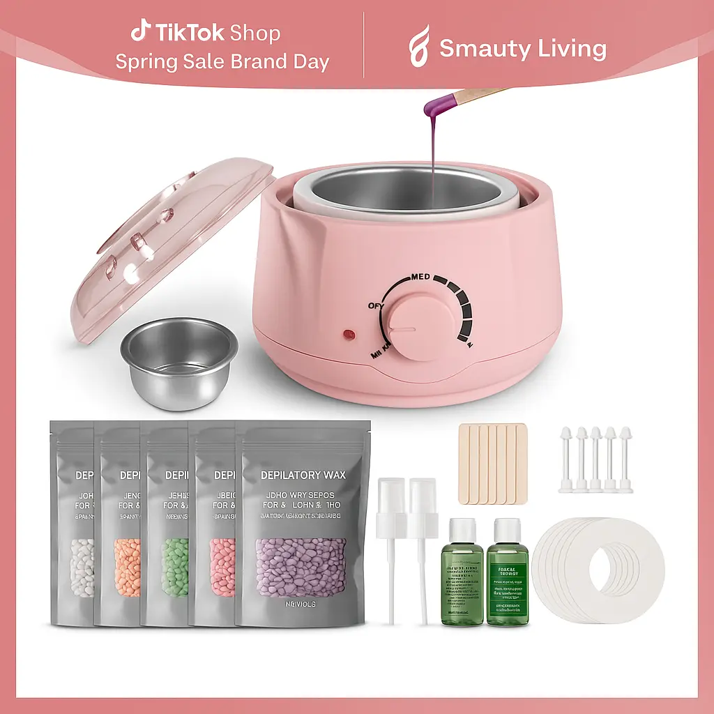 【Free Shipping】Waxing Kits Wax Warmer Full Kit, Wax Heater Kit with Wax Warmer New Year Gift, 5 * 100 g Wax Beads and 20 pcs Wax Spatulas, Painless at Home Wax Warme Hair Removal Kit Wax Kits