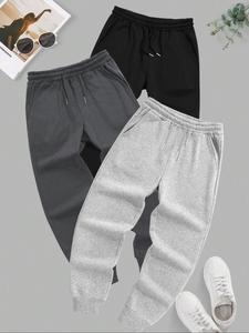 Men's Solid Color Drawstring Waist Sweatpants, Casual Loose Jogger Pants for Spring & Fall, Men's Trousers for Daily Wear
