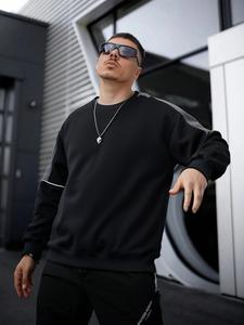 Men's Colorblock Drop Shoulder Sweatshirt, Loose Casual Long Sleeve Round Neck Pullover for Fall & Winter, Men's Clothes for Daily Wear