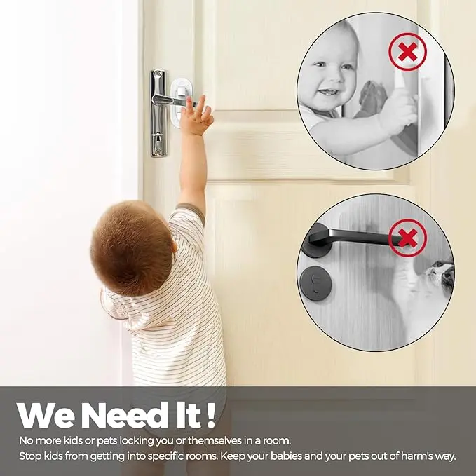 Childproof Door Lever Lock, Baby Safety Door Handle Lock , Punch Free Home Protection Lock, Safety Locks & Straps, Valentine's Day Gift 6