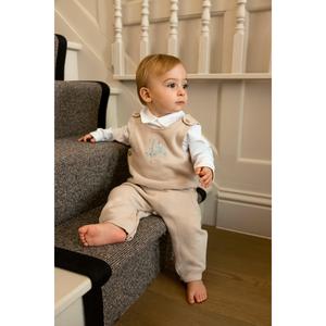 White and Beige Top and Dungaree