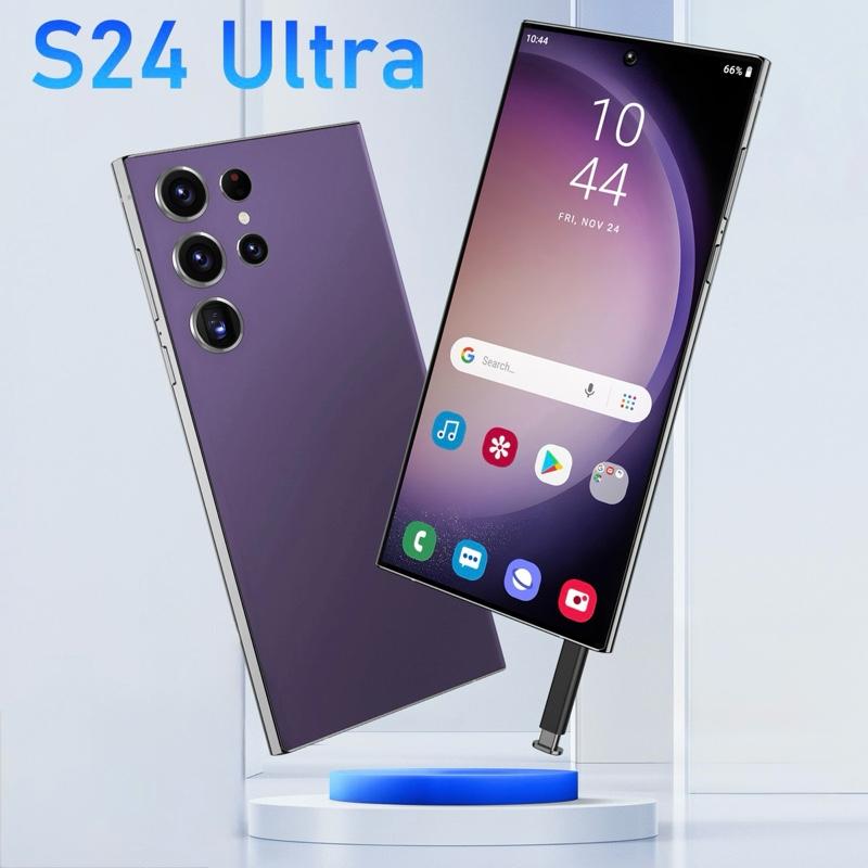 Product Introduction of S24 Ultra Smartphone with Stylus Pen | 6.6" Curved HD+ Display | 3GB RAM + 64GB | 4500mAh Battery | Global 4G LTE Charging Expandable Fingerprint Rear Screen Cellphone Card Camera 36