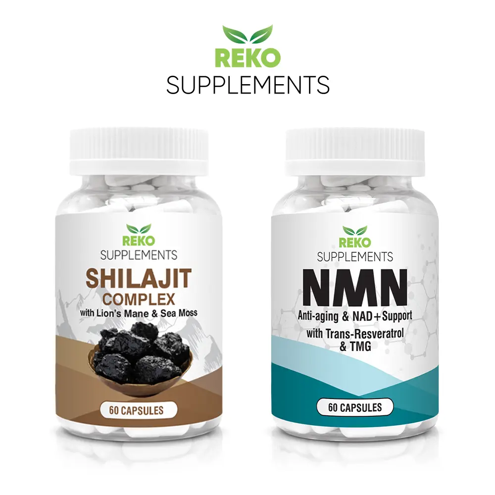 99.9% Pure NMN with Resveratro, TMG and Himalayan Shilajit with Sea Moss, Lions Mane Bundle Fitness Supplement