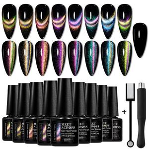 Rainbow Cat Magnetic Gel Nail Polish Set, Including 8 Magnetic Gel & 1 Base Gel & 2 Magnetic Stick, Nail Art & Nail Polish for Women & Girls, Liquid Polish