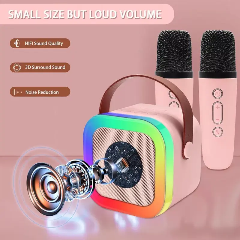 Wireless Bluetooth Karaoke Microphone Portable Karaoke Machine with 2 Speakers 5