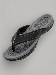 HOBIBEAR Men's Black And Gray Lightweight Sandals, Slippers, New Breathable Men's Beach Shoes, Summer Casual Open Toe Flip Flops, Walking Shoes, Footwear