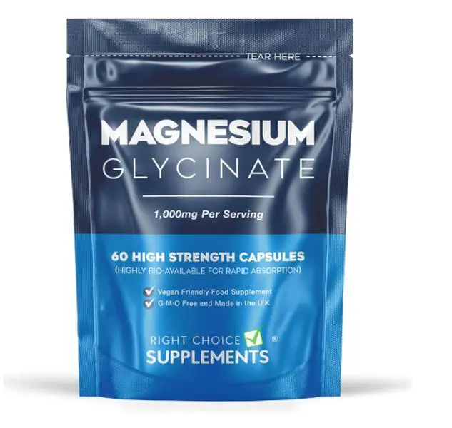 Magnesium Glycinate 1,000mg (Per Serving - 2 Capsules) - High Bioavailability & Ideal Strength, 60 Vegan Capsules Natural Healthcare Dietary Vitamin 4