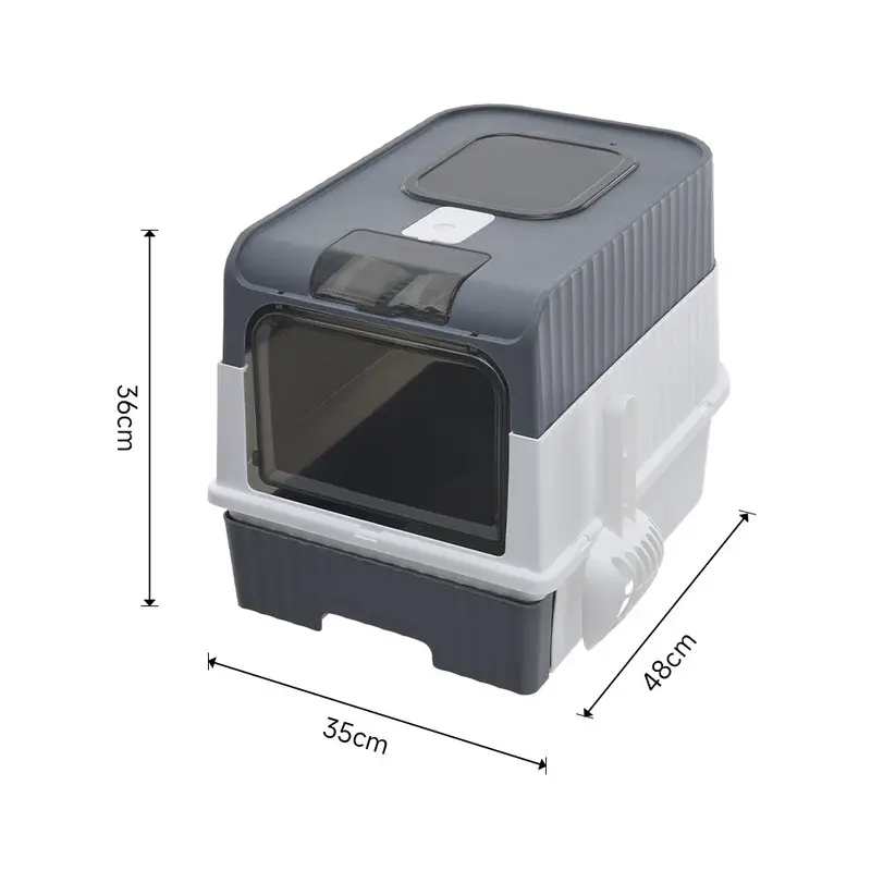 Large Cat Litter Box Hooded Litter Tray Drawer Sterilize Deodorize Self Cleaning 6