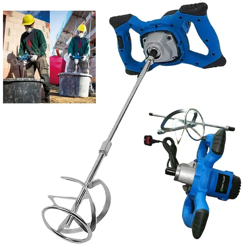 2800W Concrete Mixer Machine Paddle Mixer 1700 U/min Electric Power Plaster Mixer Adjustable 6 Speed Stirrer Electric Mix Stirring Tool M14 Mixing Rod Heavy Duty Electric Paddle Plaster Plastering Mortar Paint Mixer Mixing Machine with 2M Power Cable 0