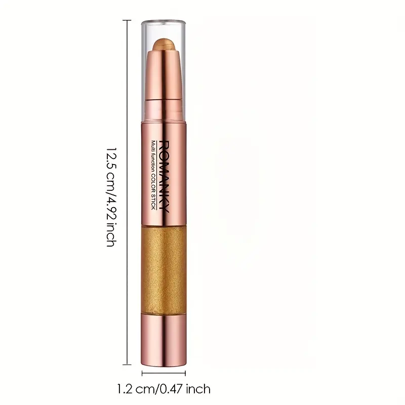 6 Colors 2-in-1 Highlight Stick + Highlight Liquid - Smooth Highlight Stick with Glitter Highlight Liquid and Flocked Brush Head, Can Be Used As Eye Shadow, Facial Highlighter for Bold Stage Makeup, Smoky Makeup,perfect Gift 6