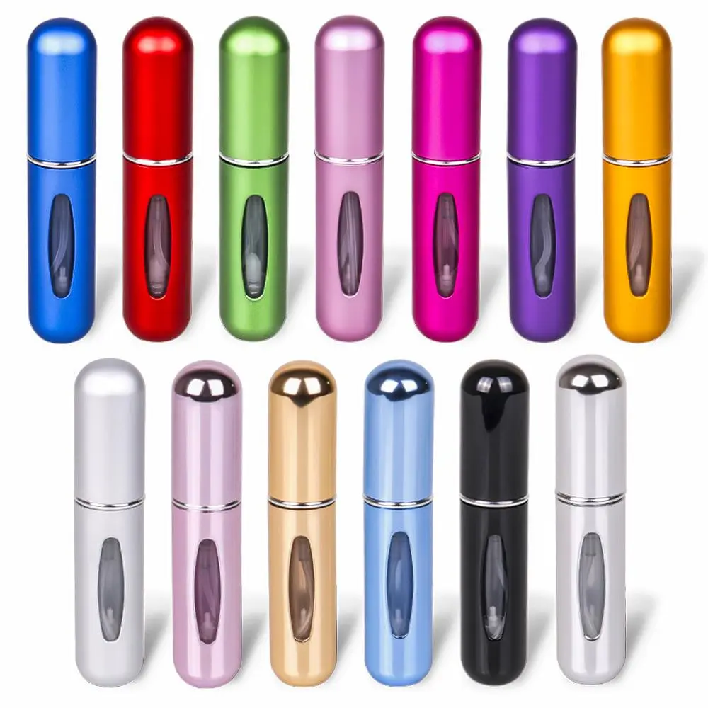 1 pc 8ml Multi Color Aluminum Mini Perfume Bottle with Spray Pump Portable Empty Refillable Atomizer Bottle for Travel Essential