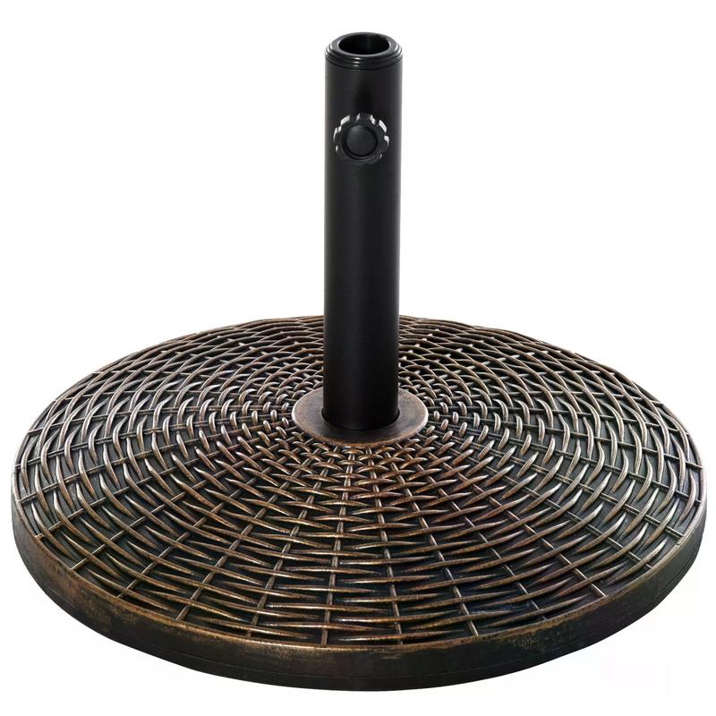 Outsunny Patio Parasol Base: Weighted 25kg Stand for Outdoor Umbrellas, Weather-Resistant, Jet Black | Aosom UK 0