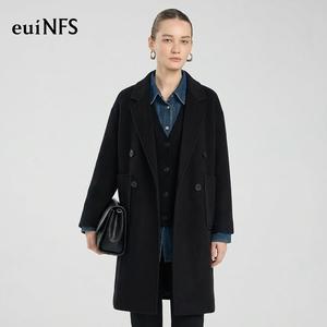 【euiNFS】Women’s Classic Wool Blend Double-Breasted Mid-Length Coat【E463014】