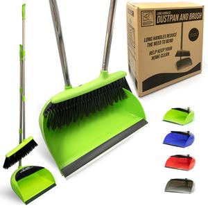 Long Handled Dustpan and Brush Set - 4 Colours Cleaning Broom