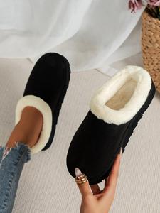 Women's Fashion Solid Color Platform Slippers with Fuzzy Lining, Summer Outfits 2024 Non-slip Bedroom Slippers, Comfortable Home Slippers, Indoor and Outdoor Shoes