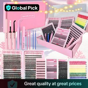 Mixed Length & Color DIY Eyelash Extensions Set, Self Grafting Curl Eyelashes, Individual Eyelash, DIY Cluster Lashes Kit, Rainbow Colored Lashes, Cosmetic, Makeup
