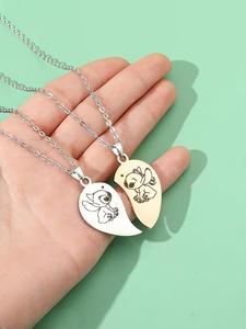 Cute Stitch Character Design Charms Necklace, Stainless Steel Jewelry for Party, Daily Clothing Decor, Trendy All-match & Exquisite Non Tarnish Jewelry for Birthday Gift