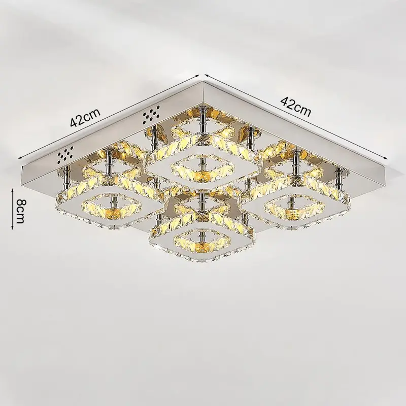 48W LED Crystal Ceiling Light | Dimmable Pendant Chandelier with Remote | Modern Luxury for Any Room 1