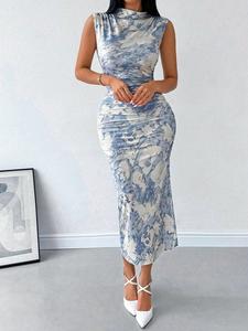 Women's Floral Print Tank  Dress, Elegant Sleeveless Long Dress for Holiday Vacation Daily Wear, Ladies Summer Clothes