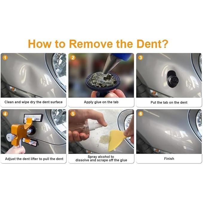 Manelord Car Dent Puller Kit, Auto Removal Tool with Golden Lifter Paintless Dent Repair Set for Auto Body Dent Remover 6