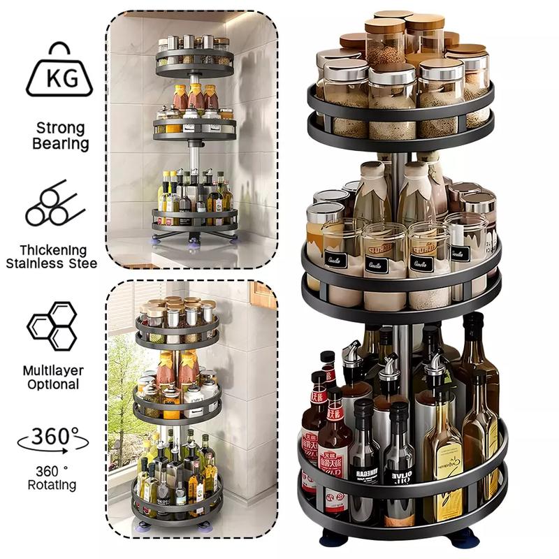 Metal 3 Tier 360° Rotating Spice Rack Organizer for Kitchen Jars - Canister 2