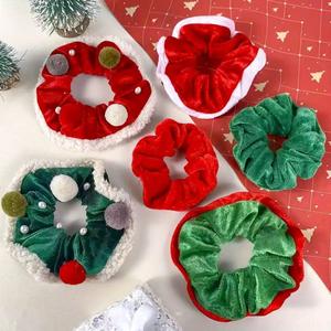 Get Ready for Christmas! Christmas Red & Green Pom-Pom Hair Ties - Cute, Versatile and Stylish Scrunchies for Women, On Sale Now!