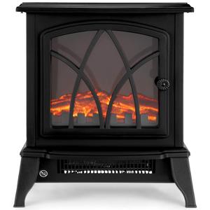 NETTA Electric Stove Heater Fireplace Fire Log Effect 2000W - Black