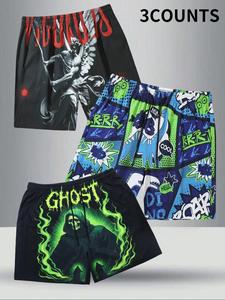 Men's All Over Print Drawstring Waist Shorts, Casual Comfy Breathable Shorts for Daily Wear, Mens Bottoms for Summer