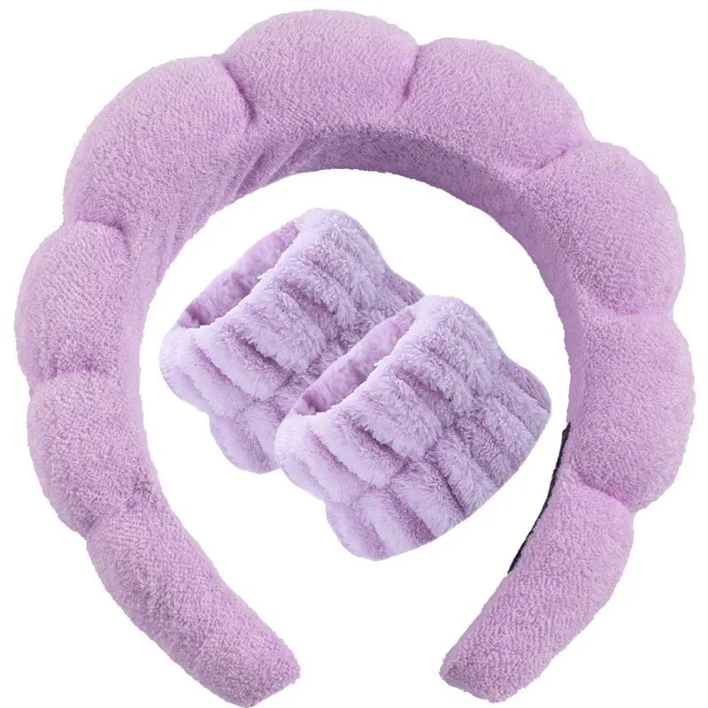 Women's Cute Fashion Fluffy Hair Hoop & Wristbands with Moisture Absorption Function, Gifts for Girlfriend, Casual Trendy Hair Accessories Set with Ruched Design for Women & Girls hairband 6