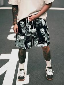 Men's Tie Dye Print Contrast Trim Shorts, Loose Casual Comfy Breathable Shorts for Summer, Men's Bottoms for Daily Wear