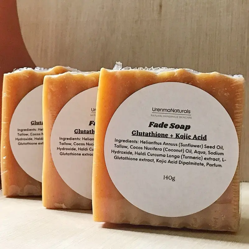 Fade Soap with Glutathione, Kojic Acid and Turmeric for Even Skin Tone and Radiant Glow - Skin Repair, Facial, Skincare, Sensitive, Golden, Mild, Moisture, Body Care, Brightening, Exfoliant